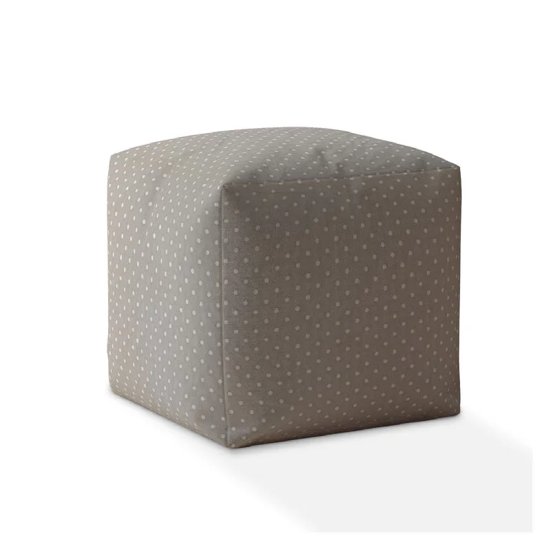 17" Gray Cotton Polka Dots Pouf Cover