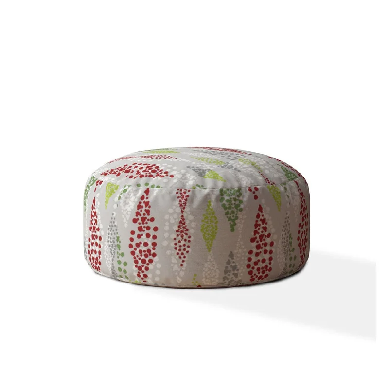 24" Green Cotton Round Polka Dots Pouf Cover