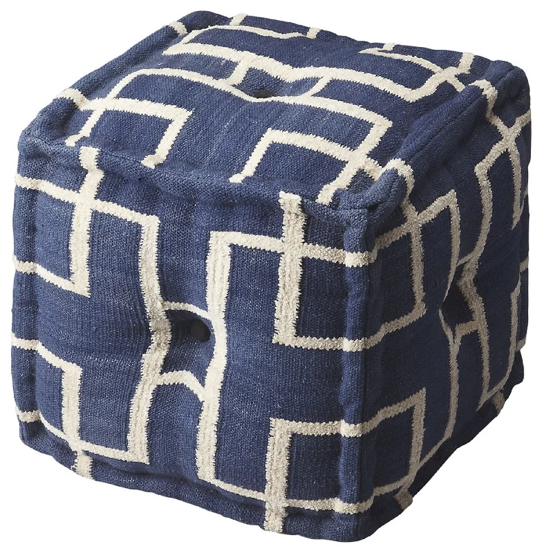 16" Blue Pouf Ottoman