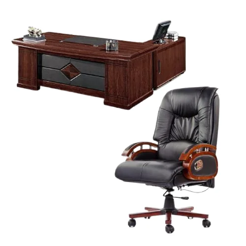 2m Executive Office Table + Recliner Leather Chair