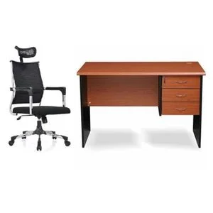 4 feet Office Table - BLKL +Mesh Swivel Chair