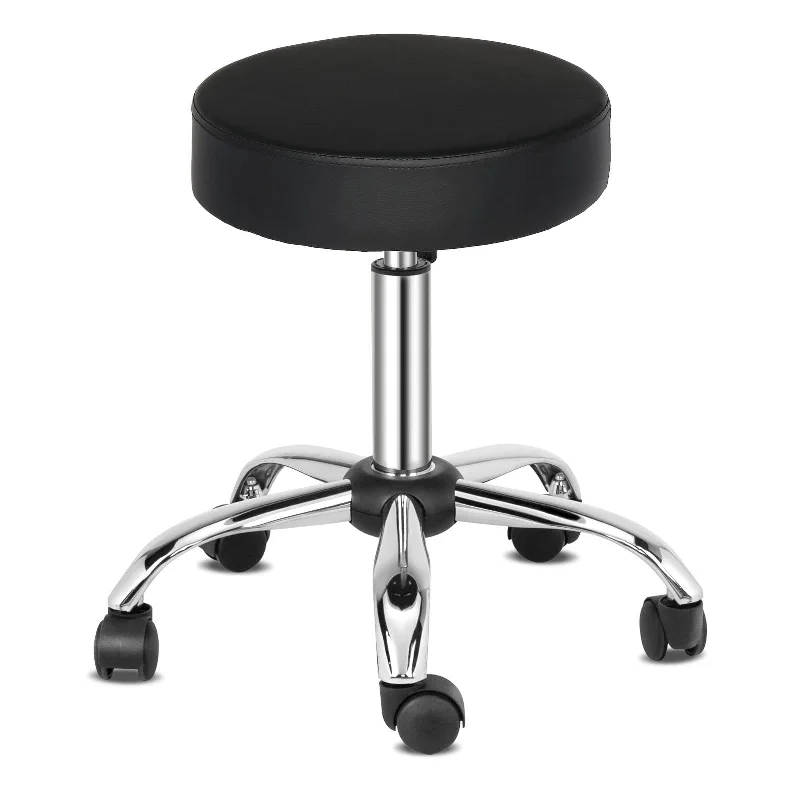 Adjustable Height Swivel Medical Clinic Tattoo Spa Salon Stool with Wheels, Black