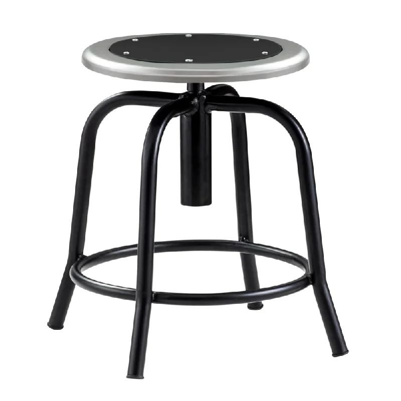 Black Adjustable Height Stool With Metal Seat