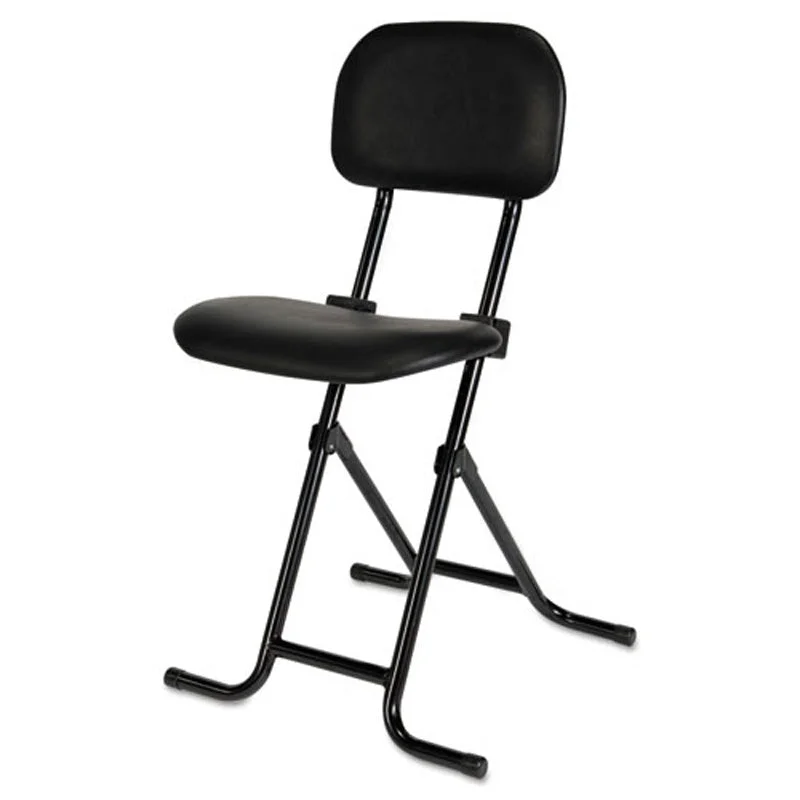 Height-Adjustable Folding Stool, Black