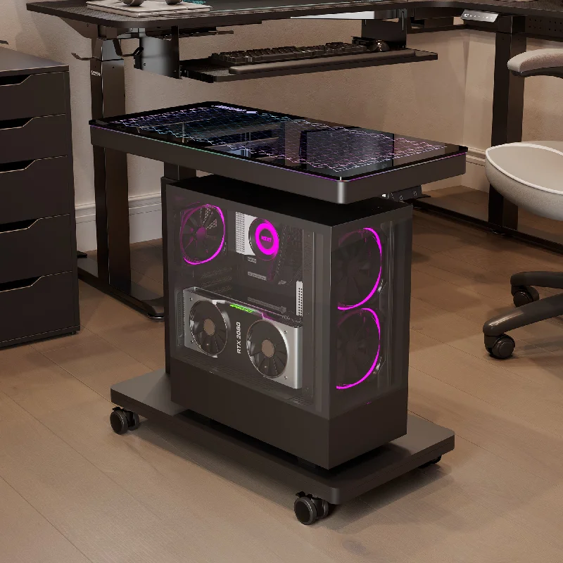 Height-Adjustable Illuminated Panel CPU Cart