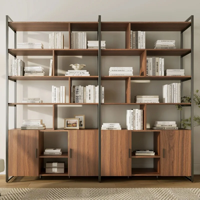 Napa Wood Bookcase Cabinet, Bottom Storage, Adjustable Book Shelves