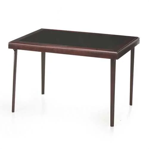 Rectangle 44-inch Wooden Folding Table with Black Vinyl Inset