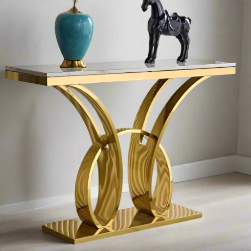 Rectangular Stainless Steel Metal Console Table