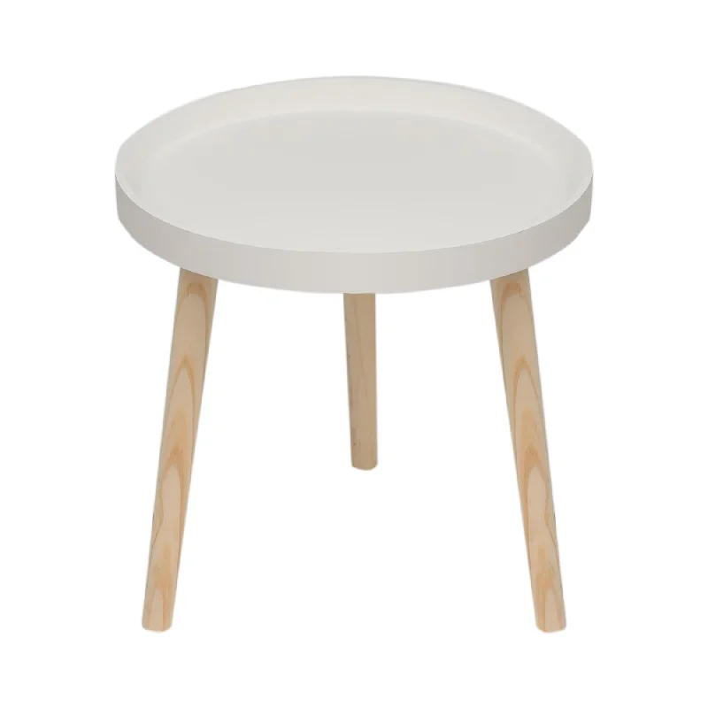 Round Wooden Side Table - 30cm x 40cm - White - By Trends 4 You