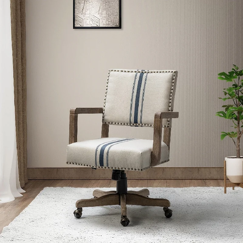 Taresa Modern Mid-Back Swivel Height Adjustable Task Chair with Nailhead Trim by HULALA HOME