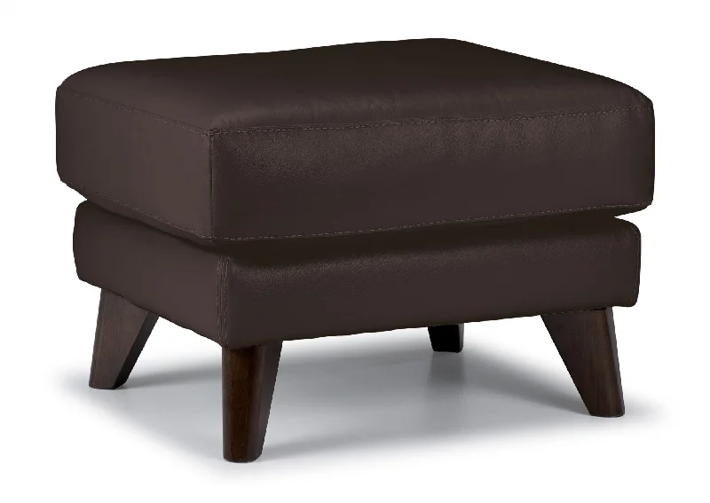 Braylon Leather Ottoman - Dark Chocolate