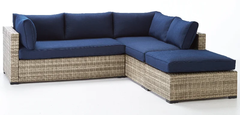 Caribe 2-Piece Outdoor Sectional and Ottoman - Navy