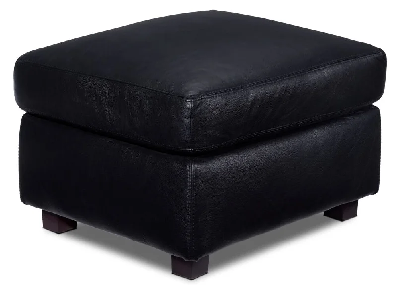 Icon Leather Ottoman - Black