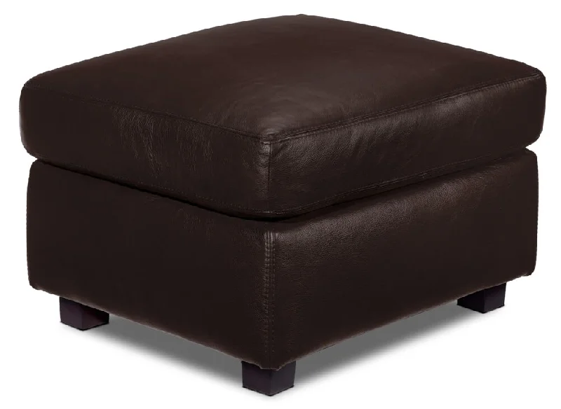 Icon Leather Ottoman - Mocha